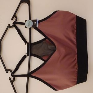 New Victoria's Secret PINK mauve/black medium ultimate racerback light sport bra